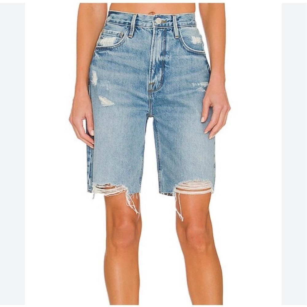 FRAME High Rise Bermuda Jean Shorts - Picture 2 of 4